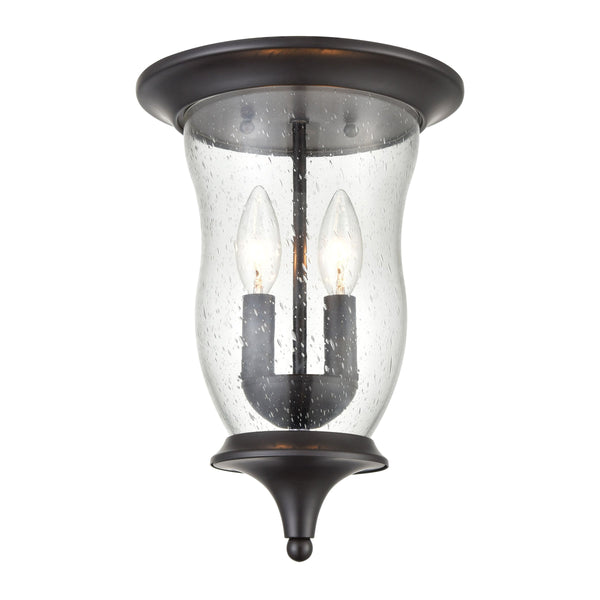 Thomas Lighting Trinity Outdoor Flush Mount Light Seeded Glass Porch Lantern Oil Rubbed Bronze 8002FM/75