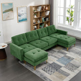 English Elm 110" L-Shape Convertible Sectional Sofa Couch With Movable Ottoman For Living Room, Apartment, Office, Green