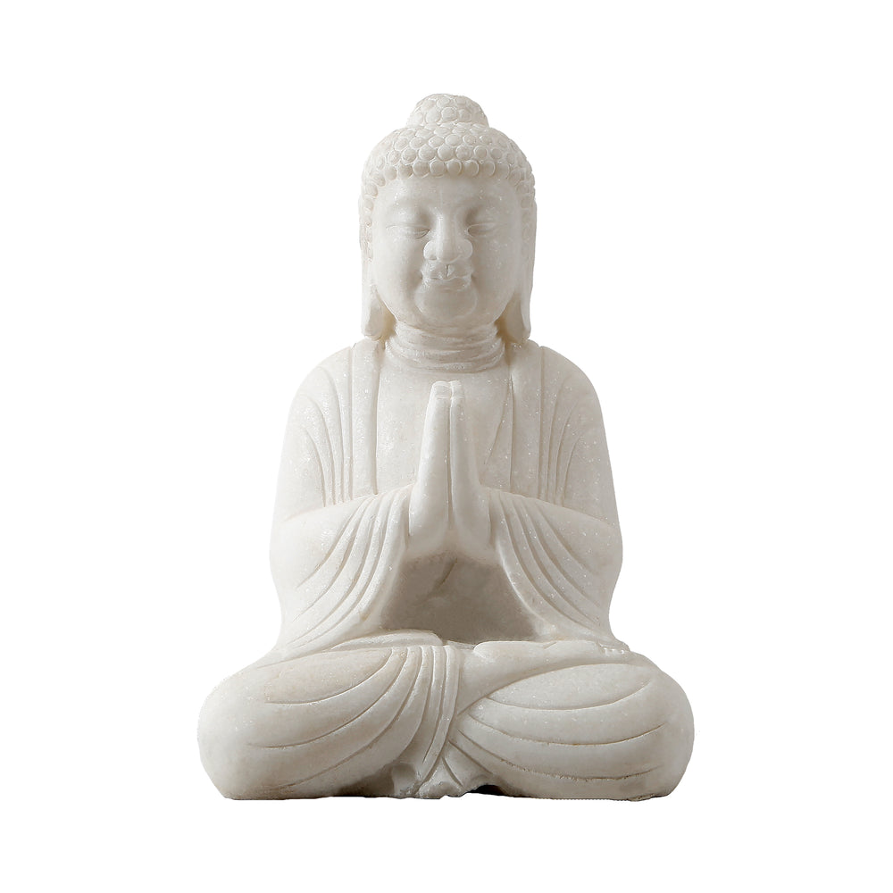 Lilys 16 Inhes High White Marble Praying Buddha Statue 8003