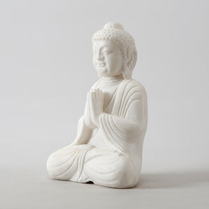 Lilys 16 Inhes High White Marble Praying Buddha Statue 8003