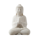 16 Inhes High White Marble Praying Buddha Statue