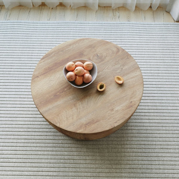 English Elm 31.5" Round Drum Coffee Table Mdf Wood Grain Modern Industrial Living Room Accent W3732P495748