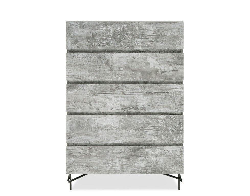 VIG Furniture Aria Italian Chest In Rustic Tiger Wood Matt Grey — Textured Modern Design, Metal Legs, Made In Italy (H50") VGAC-ARIA-CHEST