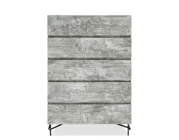 VIG Furniture Aria Italian Chest In Rustic Tiger Wood Matt Grey — Textured Modern Design, Metal Legs, Made In Italy (H50") VGAC-ARIA-CHEST