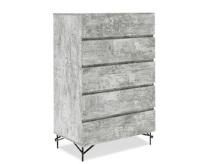 VIG Furniture Aria Italian Chest In Rustic Tiger Wood Matt Grey — Textured Modern Design, Metal Legs, Made In Italy (H50") VGAC-ARIA-CHEST