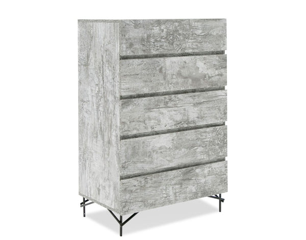 VIG Furniture Aria Italian Chest In Rustic Tiger Wood Matt Grey — Textured Modern Design, Metal Legs, Made In Italy (H50") VGAC-ARIA-CHEST