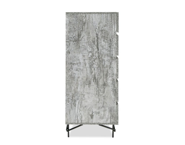 VIG Furniture Aria Italian Chest In Rustic Tiger Wood Matt Grey — Textured Modern Design, Metal Legs, Made In Italy (H50") VGAC-ARIA-CHEST
