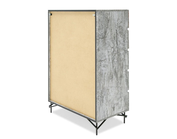 VIG Furniture Aria Italian Chest In Rustic Tiger Wood Matt Grey — Textured Modern Design, Metal Legs, Made In Italy (H50") VGAC-ARIA-CHEST