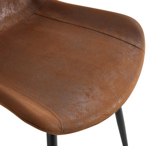 English Elm Table and Chair Set Fishbone Mdf Top with Six Brown Upholstered Seats for Dining W1151S03139