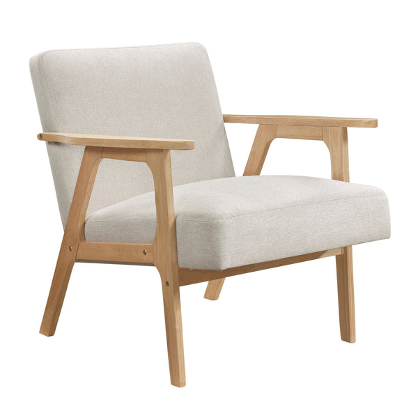 English Elm Modern Mid-Century Accent Chair Walnut Frame with Textured Linen Upholstery and Cushioned Seat Comfortfulness Beige,Natural 26.5 L x 23.5 W x 10 H B011P308034