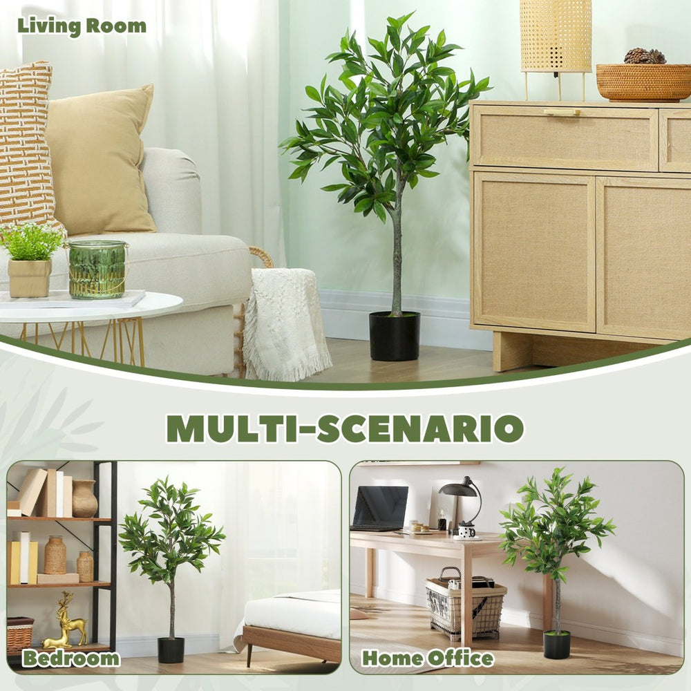 English Elm Potted Laurel Artificial Tree with 345 Peva Leaves Lifelike Indoor Greenery Decor T3971P390444
