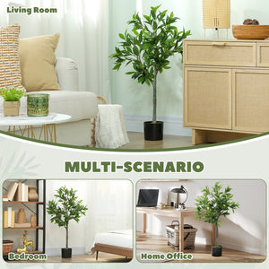 English Elm Potted Laurel Artificial Tree with 345 Peva Leaves Lifelike Indoor Greenery Decor T3971P390444