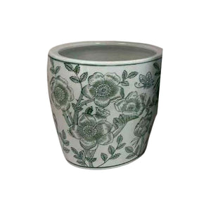 English Elm Kerry Blue Floral White Ceramic Planter Collection Four Graduated Pots for Indoor Garden Display White+Green B056P416929