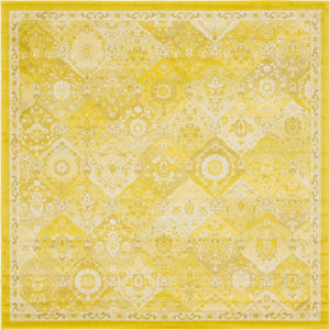 Unique Loom Penrose Blake Machine Made Trellis Rug Yellow, Beige/Ivory 8' 0" x 8' 0"