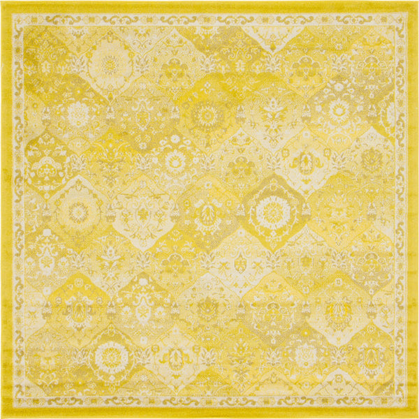 Unique Loom Penrose Blake Machine Made Trellis Rug Yellow, Beige/Ivory 8' 0" x 8' 0"