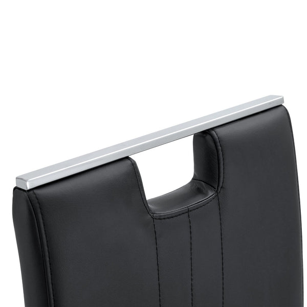 English Elm Set Of 4 Bow-Shaped Black Pu Chairs - Modern Elegance For Dining, Office, And Lounge Spaces W3226P279082-GIGA