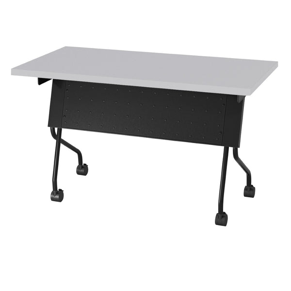OSP Home Furnishings 4' Flip Top Nesting Training Table with Laminate Surface and Locking Casters Grey Black 84224BG
