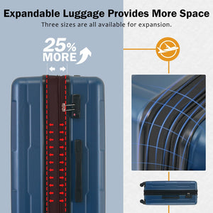 English Elm 2 Piece Abs Hard Shell Spinner Luggage Set with Tsa Lock Expandable Travel Suitcases Blue N732P198744C
