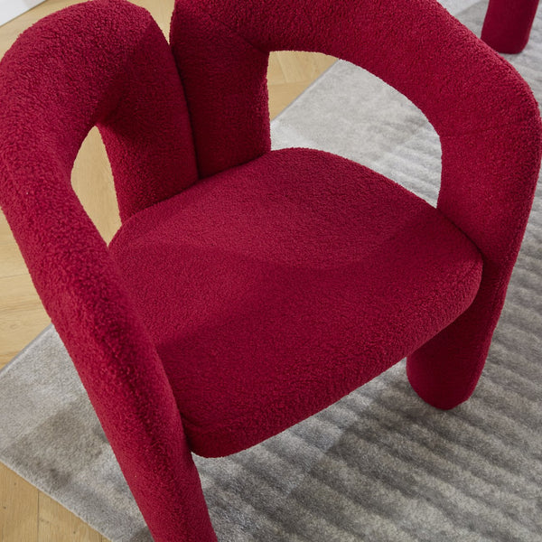 English Elm Contemporary Velvet Upholstered Barrel Accent Chair Set of 2 with Foam Seat, Steel Frame, Plush Upholstery Red W395P224755