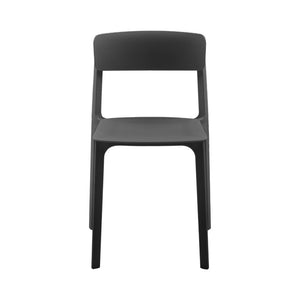 EuroStyle Tibo Stackable Polypropylene Outdoor Side Chairs UV Resistant Sculptural Patio Set of 2 Black 80074-BLK