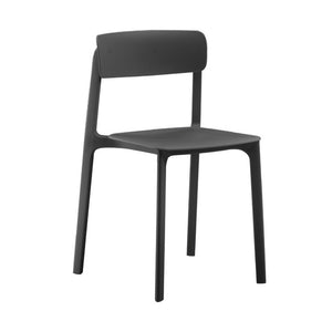 EuroStyle Tibo Stackable Polypropylene Outdoor Side Chairs UV Resistant Sculptural Patio Set of 2 Black 80074-BLK