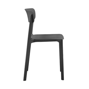 EuroStyle Tibo Stackable Polypropylene Outdoor Side Chairs UV Resistant Sculptural Patio Set of 2 Black 80074-BLK