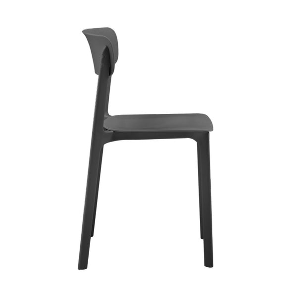 EuroStyle Tibo Stackable Polypropylene Outdoor Side Chairs UV Resistant Sculptural Patio Set of 2 Black 80074-BLK