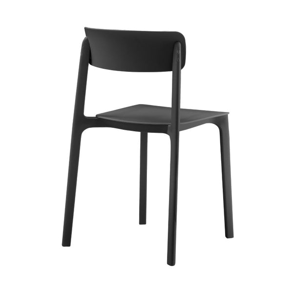 EuroStyle Tibo Stackable Polypropylene Outdoor Side Chairs UV Resistant Sculptural Patio Set of 2 Black 80074-BLK