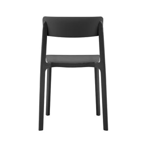 EuroStyle Tibo Stackable Polypropylene Outdoor Side Chairs UV Resistant Sculptural Patio Set of 2 Black 80074-BLK