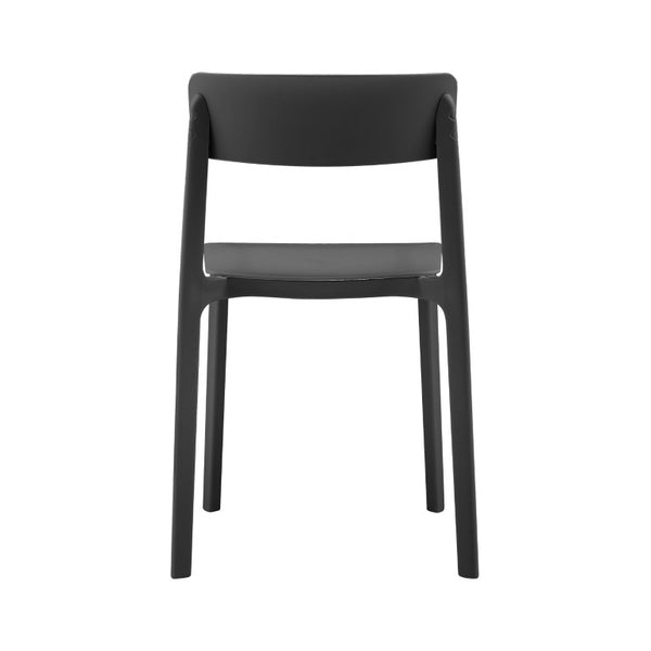 EuroStyle Tibo Stackable Polypropylene Outdoor Side Chairs UV Resistant Sculptural Patio Set of 2 Black 80074-BLK