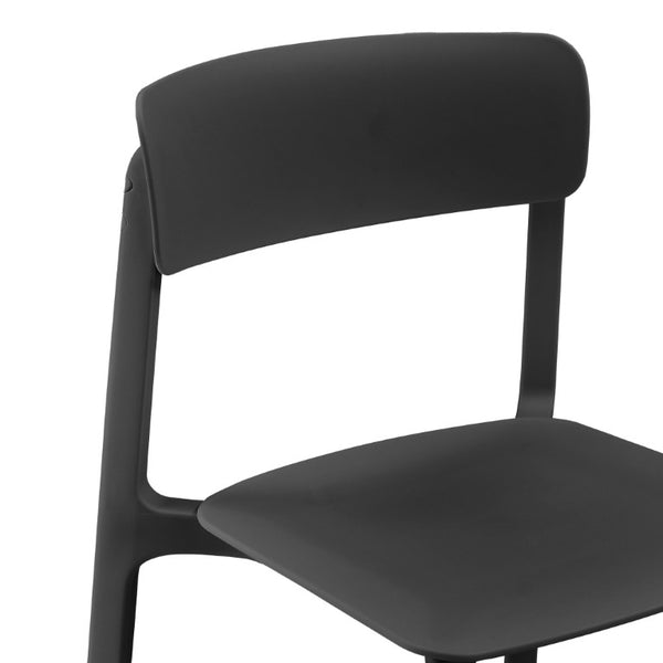 EuroStyle Tibo Stackable Polypropylene Outdoor Side Chairs UV Resistant Sculptural Patio Set of 2 Black 80074-BLK