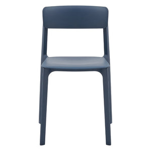 EuroStyle Tibo Stackable Polypropylene Outdoor Side Chairs UV Resistant Sculptural Patio Set of 2 Blue 80074-BLU