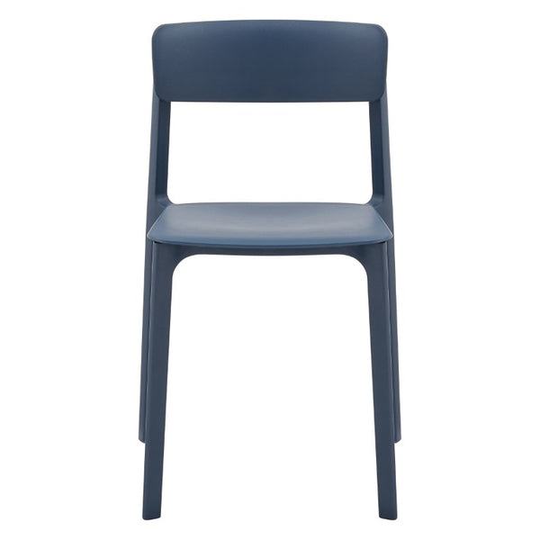 EuroStyle Tibo Stackable Polypropylene Outdoor Side Chairs UV Resistant Sculptural Patio Set of 2 Blue 80074-BLU