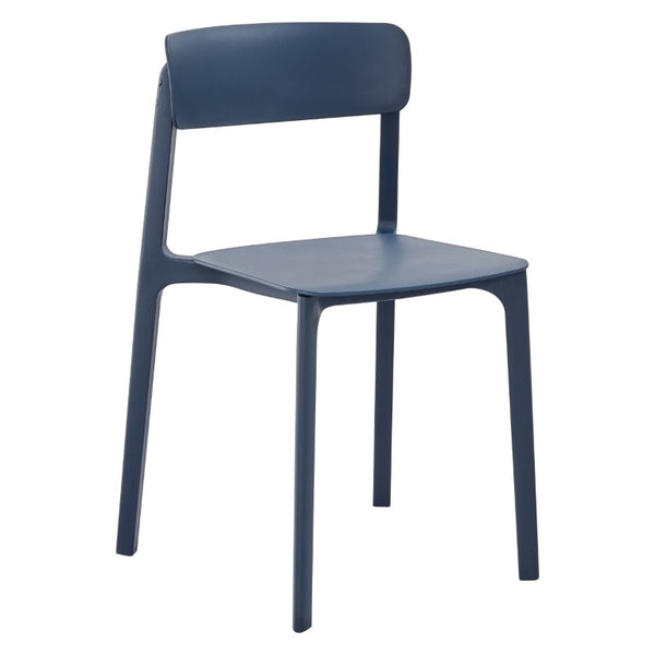 EuroStyle Tibo Stackable Polypropylene Outdoor Side Chairs UV Resistant Sculptural Patio Set of 2 Blue 80074-BLU