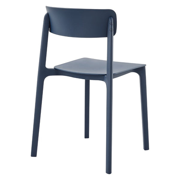 EuroStyle Tibo Stackable Polypropylene Outdoor Side Chairs UV Resistant Sculptural Patio Set of 2 Blue 80074-BLU
