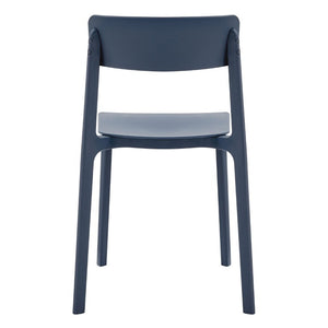 EuroStyle Tibo Stackable Polypropylene Outdoor Side Chairs UV Resistant Sculptural Patio Set of 2 Blue 80074-BLU