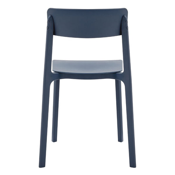 EuroStyle Tibo Stackable Polypropylene Outdoor Side Chairs UV Resistant Sculptural Patio Set of 2 Blue 80074-BLU