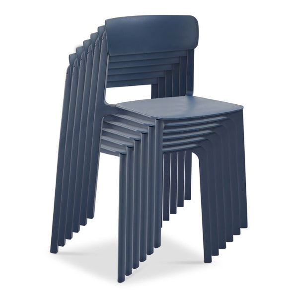 EuroStyle Tibo Stackable Polypropylene Outdoor Side Chairs UV Resistant Sculptural Patio Set of 2 Blue 80074-BLU