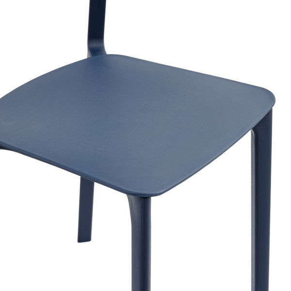 EuroStyle Tibo Stackable Polypropylene Outdoor Side Chairs UV Resistant Sculptural Patio Set of 2 Blue 80074-BLU