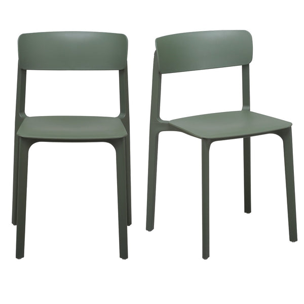 Eurostyle Tibo Stackable Outdoor Side Chair Set Of 2 In Vibrant Green - Perfect For Indoor & Outdoor Use! Green Polypropylene 80074-grn