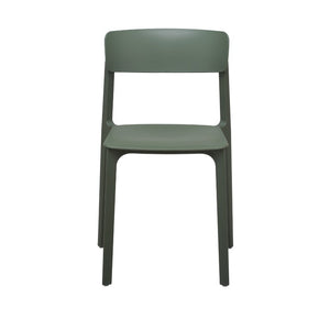 EuroStyle Tibo Stackable Polypropylene Outdoor Side Chairs UV Resistant Sculptural Patio Set of 2 Green 80074-GRN