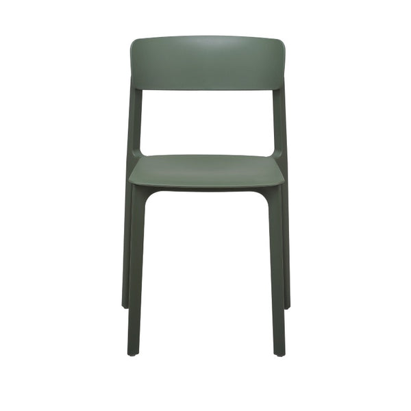 EuroStyle Tibo Stackable Polypropylene Outdoor Side Chairs UV Resistant Sculptural Patio Set of 2 Green 80074-GRN