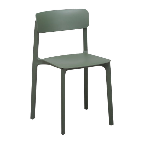 EuroStyle Tibo Stackable Polypropylene Outdoor Side Chairs UV Resistant Sculptural Patio Set of 2 Green 80074-GRN