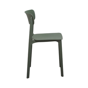 EuroStyle Tibo Stackable Polypropylene Outdoor Side Chairs UV Resistant Sculptural Patio Set of 2 Green 80074-GRN