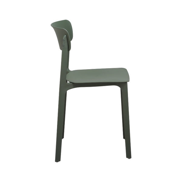 EuroStyle Tibo Stackable Polypropylene Outdoor Side Chairs UV Resistant Sculptural Patio Set of 2 Green 80074-GRN