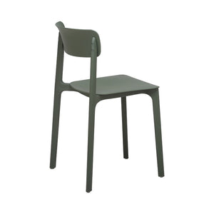 EuroStyle Tibo Stackable Polypropylene Outdoor Side Chairs UV Resistant Sculptural Patio Set of 2 Green 80074-GRN