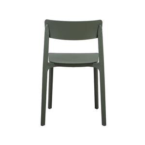 EuroStyle Tibo Stackable Polypropylene Outdoor Side Chairs UV Resistant Sculptural Patio Set of 2 Green 80074-GRN