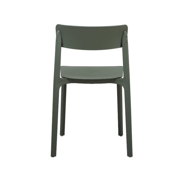 EuroStyle Tibo Stackable Polypropylene Outdoor Side Chairs UV Resistant Sculptural Patio Set of 2 Green 80074-GRN