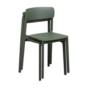 EuroStyle Tibo Stackable Polypropylene Outdoor Side Chairs UV Resistant Sculptural Patio Set of 2 Green 80074-GRN