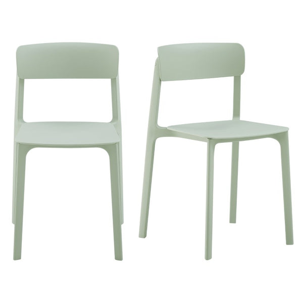 EuroStyle Tibo Stackable Polypropylene Outdoor Side Chairs UV Resistant Sculptural Patio Set of 2 Mint 80074-MNT